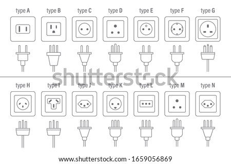AC Power Plugs and Sockets - All Types - Vector