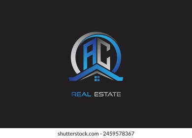 AC real estate letters logo design for construction or house. AC real estate letters logo Vector design
