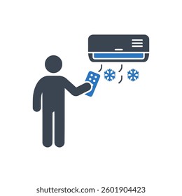 AC Remote Control Icon On White Background