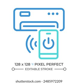 Ac remote control two color line icon. Air conditioner. Temperature control. Wireless technology bicolor outline symbol. Duotone linear pictogram. Isolated illustration. Editable stroke