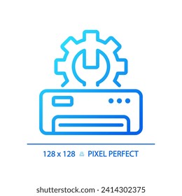 Ac repair gradient linear vector icon. Maintenance service. Air conditioning repair. Appliance breakdown. Hvac unit. Thin line color symbol. Modern style pictogram. Vector isolated outline drawing