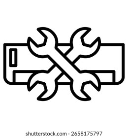 ac ícone de reparo plano fino esboço arte logotipo