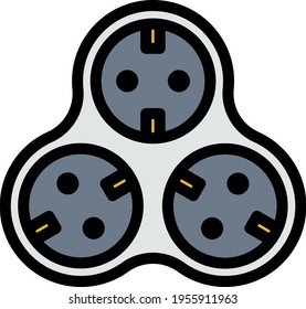 AC Splitter Icon. Editable Bold Outline With Color Fill Design. Vector Illustration.