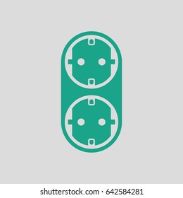 AC splitter icon. Gray background with green. Vector illustration.