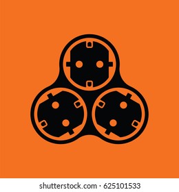 AC splitter icon. Orange background with black. Vector illustration.