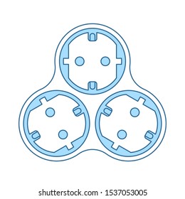 AC Splitter Icon. Thin Line With Blue Fill Design. Vector Illustration.