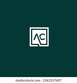 Vector de diseño de logotipo de letras cuadradas con marco AC con colores en blanco y negro.
