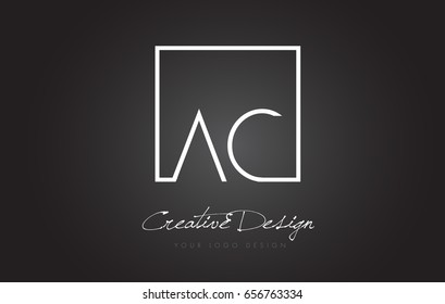 AC Square Framed Letter Logo Design Vector with Black and White Colors.
