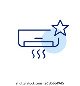 Ac e estrela. Dispositivos domésticos premium de controlo climático. Pixel perfeito, ícone de vetor de traçado editável