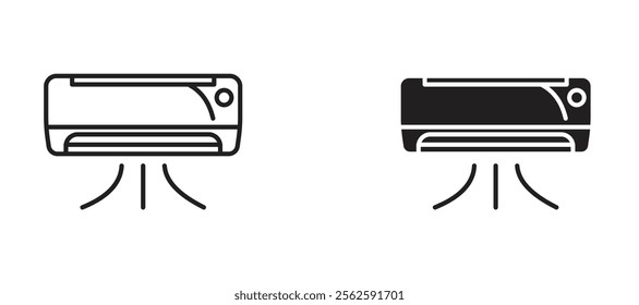 AC unit Icon set in black color for ui designs