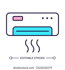 AC unit RGB color icon. Air conditioning. Indoor climate control. HVAC at home. Cooling and heating equipment. Isolated vector illustration. Simple filled line drawing. Editable stroke