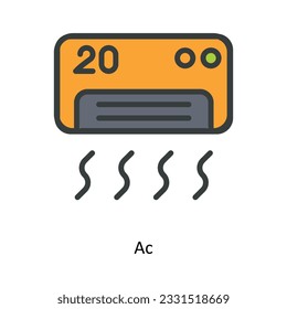 Vector Ac   Rellenar ilustración de diseño de iconos de esquema. Símbolo de cocina y hogar sobre fondo blanco archivo EPS 10