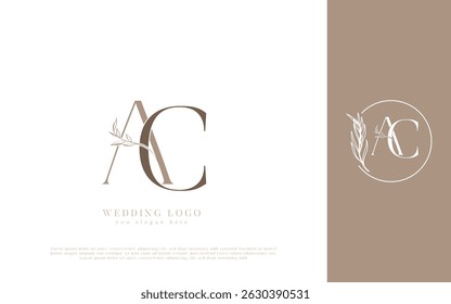 AC Logotipo do casamento Monograma Floral Elegante para Convites