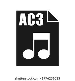 AC3 Black File Icon, Flat Design Style