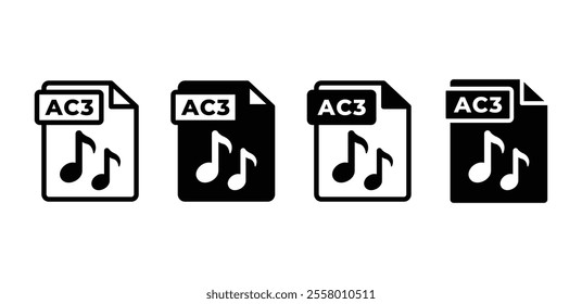 AC3 file format icon vector design simple black white color flat illustration isolated 