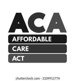 ACA - Affordable Care Act text acronym, medical concept background
