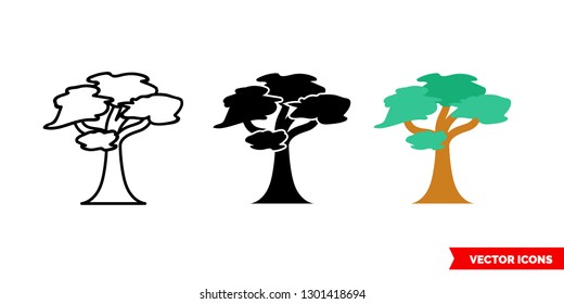 Acacia icon of 3 types: color, black and white, outline. Isolated vector sign symbol.