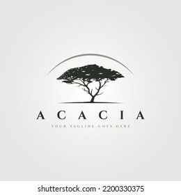 acacia tree logo vintage vector symbol illustration design, old tree logo design