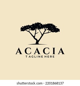 Acacia Tree Logo Vintage Vector Symbol Illustration Design