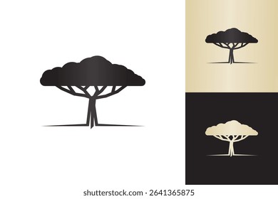 Acacia tree logo wild safari savannah africa flat icon