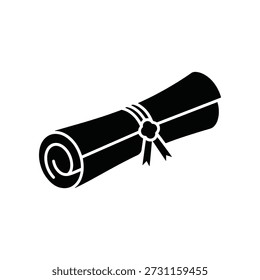 Academic Achievement Diploma Scroll Icon with Ribbon symbolizing Educational Success, Graduation, and Formal Certification of Knowledge and Qualifications