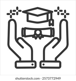 Academic Achievement Outline Icon Vector Illustration