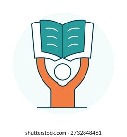 Academic Achievement Trophy with Book Line Icon