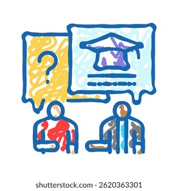 acadêmico aconselhando professor universitário ícone doodle esboço vetor. acadêmico aconselhando professor universitário sinal.