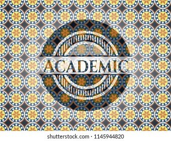 Academic arabesque style badge. arabic decoration.