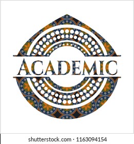 Academic arabic badge. Arabesque decoration.
