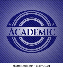 Academic badge with denim background
