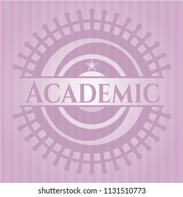 Academic badge with pink background