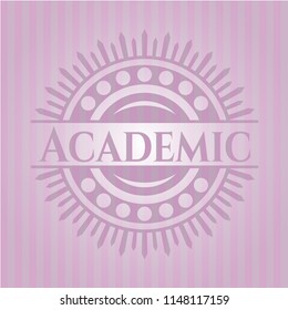 Academic badge with pink background