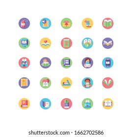 academic books icon set over white background, line and fill style, vector illustration