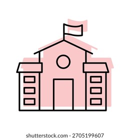 Academic Building cor sombra ícone de linha fina, vetor, pixel perfect, arquivo ilustrador 