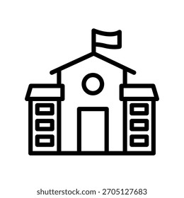Ícone de linha de edifício acadêmico, vetor, pixel perfect, arquivo ilustrador 