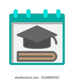 Ícones de calendário acadêmico. com estilo plano e adequado para ilustração de logotipo de símbolo educacional.