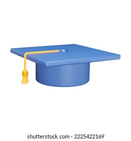 Academic cap 3d icon. Isolated object on transparent background