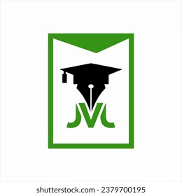 Academic cap design with pen and letter M or letter J, V, L