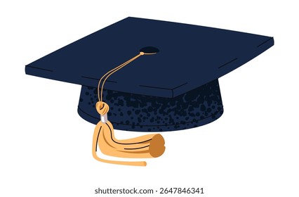 Acadêmico Cap em Design Plano de Fundo Branco. Ilustração Chapéu de Graduação para Diploma, Grau Universitário e Temas de Educação. Perfeito para certificados, programas escolares e publicações acadêmicas