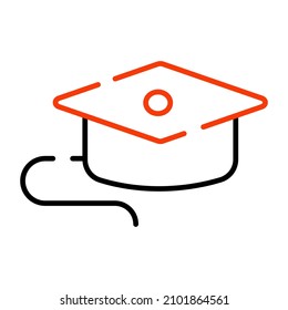 Academic cap icon, editable design of mortarboard

