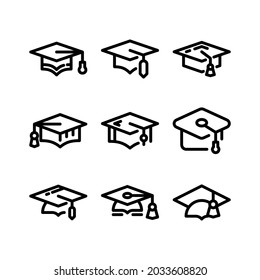 academic cap icon or logo isolated sign symbol vector illustration - Collection of high quality black style vector icons
