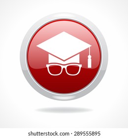 Academic cap icon on the button. Webinar button. This image contains transparency.