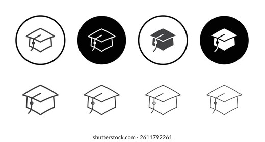 Academic cap icon Symbol line set