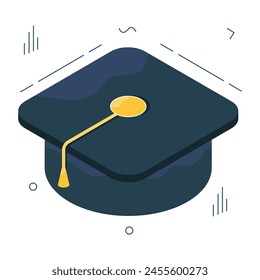 Academic cap icon, vector design of mortarboard

