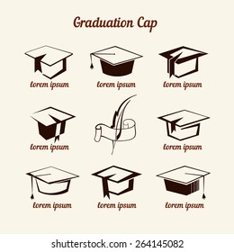 Academic cap icons set