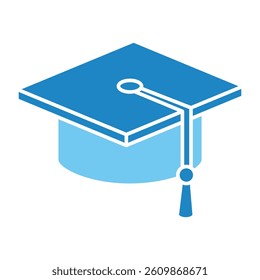 Academic Cap isometric 3D dual tone icon, mini illustration. use for modern concept, print, UI, UX kit, web and app development. Vector EPS 10, related to learning and education, science