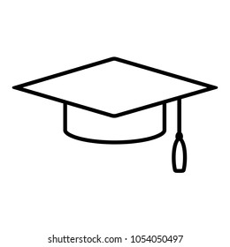 Academic cap or mortarboard line icon. Graduate cap with tassel. Vector Illustration