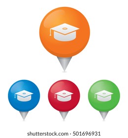 Academic Cap or University Map Markers