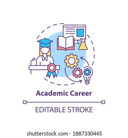 Academic career concept icon. Top careers for creative thinkers. Getting well payed job. Future working idea thin line illustration. Vector isolated outline RGB color drawing. Editable stroke